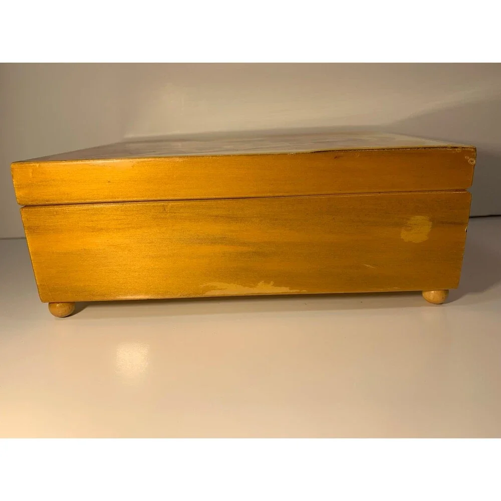 Victorian Angel  vintage lacquered Jewelry Music Box solid wood